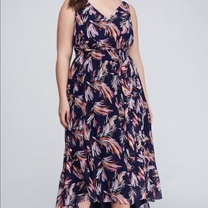 Lane Bryant- printed ruffled hem midi dress